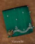 Emarald Green Pure Raw Silk Handloom Saree 