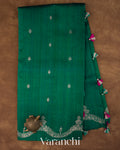 Emarald Green Pure Raw Silk Handloom Saree 