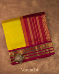 Golden Olive Pure Kanchipuram Silk Cotton Handloom Saree