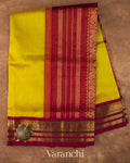 Golden Olive Pure Kanchipuram Silk Cotton Handloom Saree