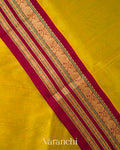 Golden Olive Pure Kanchipuram Silk Cotton Handloom Saree