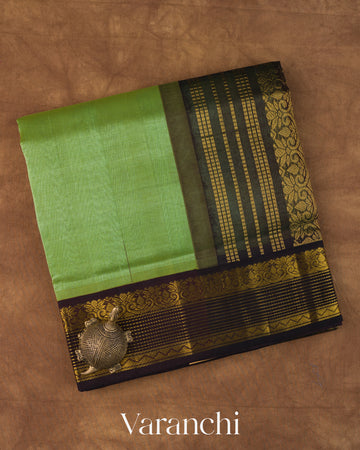 Pista Green Pure Kanchipuram Silk Cotton Handloom Saree