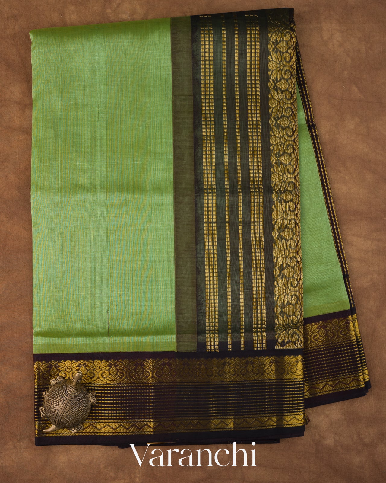 Pista Green Pure Kanchipuram Silk Cotton Handloom Saree
