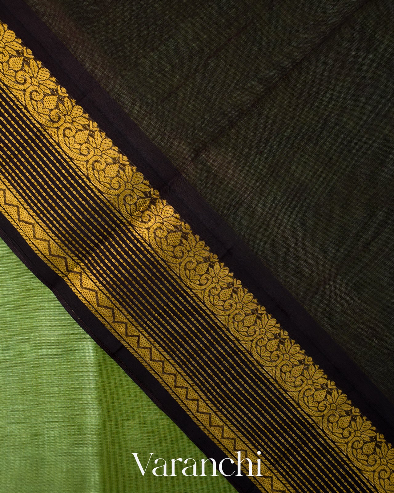 Pista Green Pure Kanchipuram Silk Cotton Handloom Saree