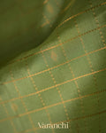 Pista Green Checkerd Pure Kanchipuram Silk Cotton Handloom Saree