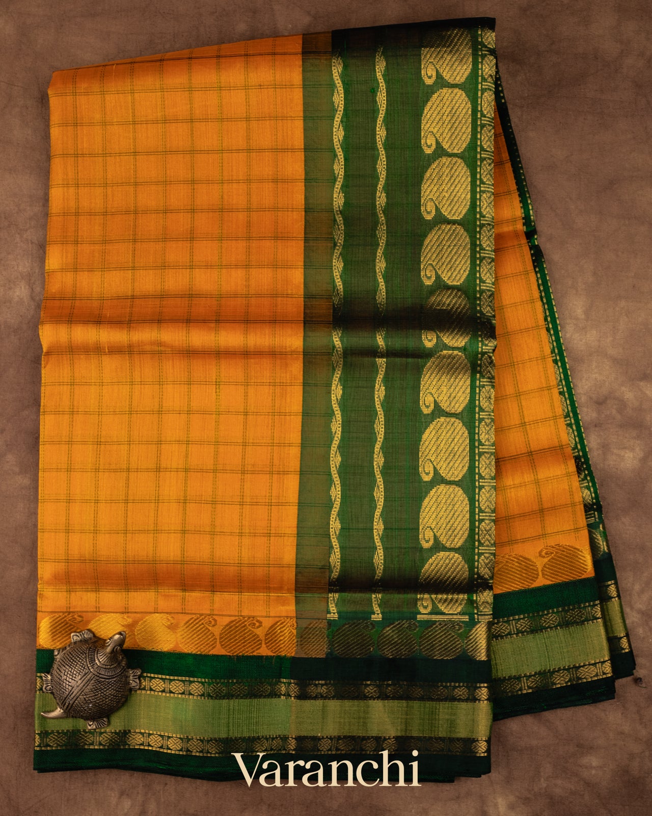 Mango Yellow Pure Kanchipuram Silk Cotton Handloom Saree