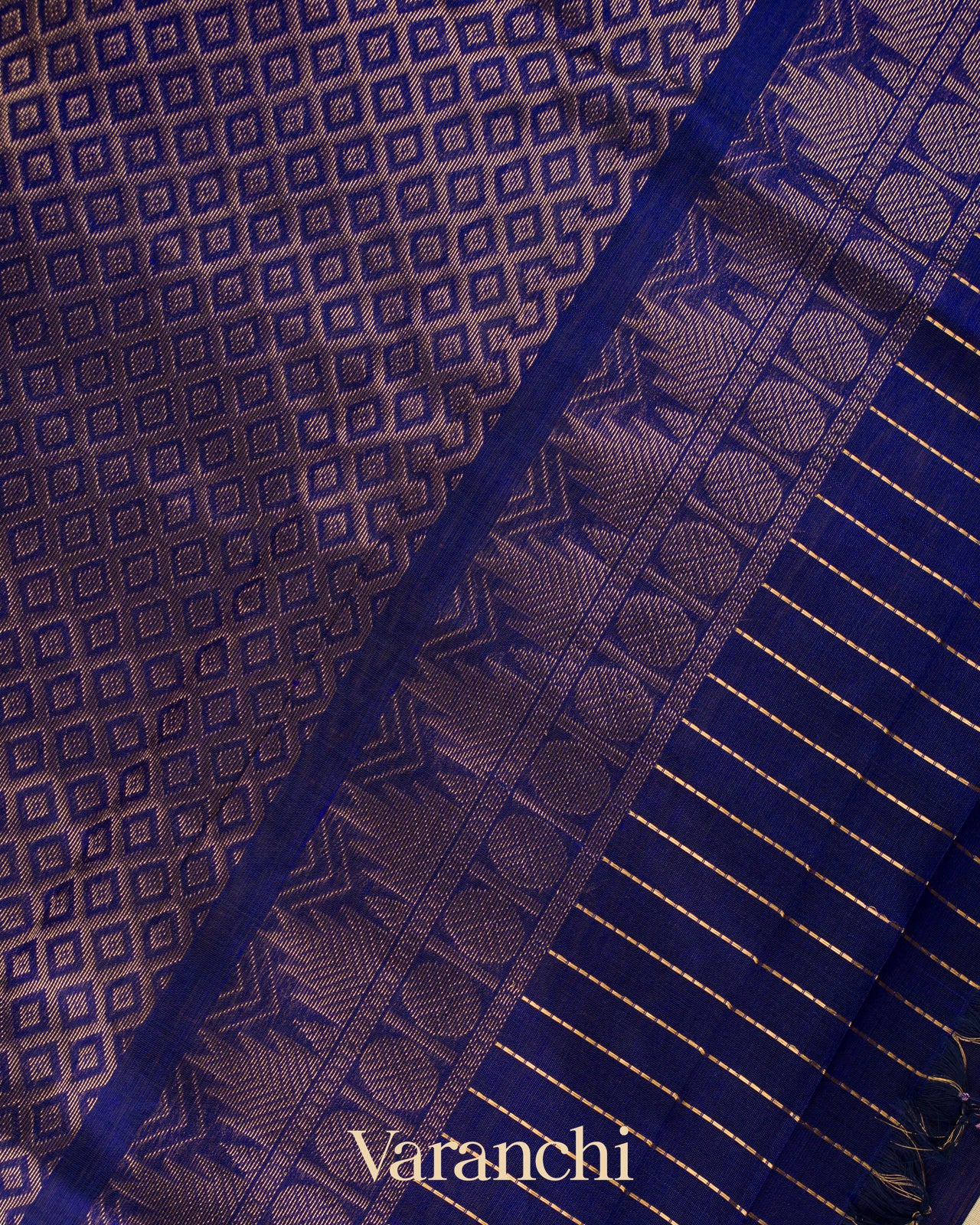 Ivory Checks Pure Kanchipuram Silk Cotton Handloom Saree