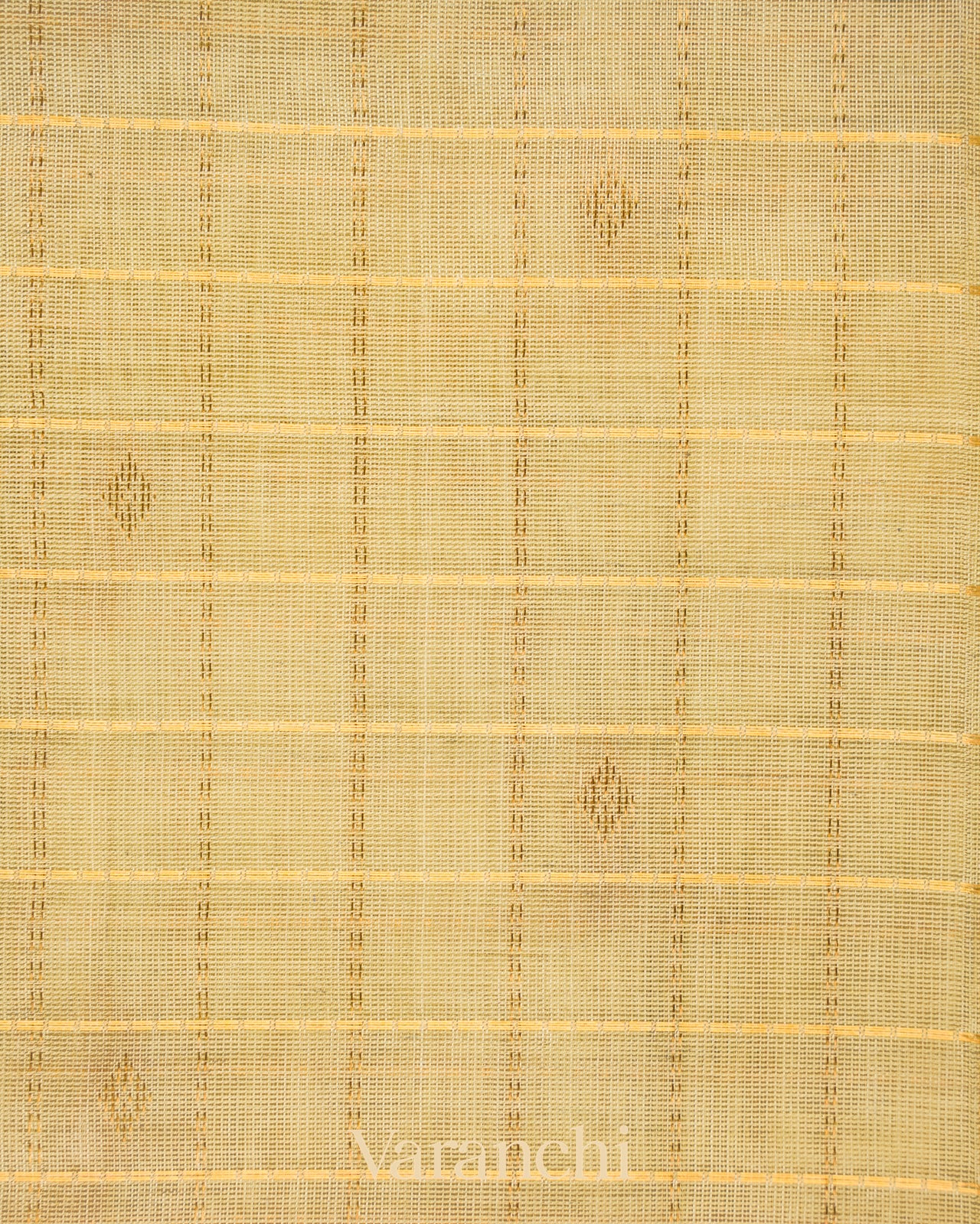 Ivory Checks Pure Kanchipuram Silk Cotton Handloom Saree