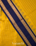 Olive Yellow Checkered Pure Kanchipuram Silk Cotton Handloom Saree 
