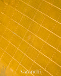 Olive Yellow Checkered Pure Kanchipuram Silk Cotton Handloom Saree 