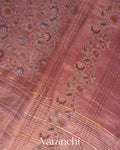 Onion Pink Striped and Tissue Applique Pure Kora Silk Saree