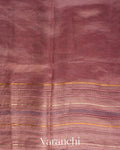 Onion Pink Striped and Tissue Applique Pure Kora Silk Saree