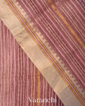 Onion Pink Striped and Tissue Applique Pure Kora Silk Saree