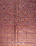Onion Pink Striped and Tissue Applique Pure Kora Silk Saree