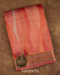 Burnt Red Digital Printed Pure Silk Cotton Tissue Saree 