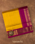 Golden Yellow  Pure Kanchipuram Silk Cotton Handloom Saree 