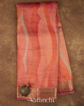 Burnt Red Digital Printed Pure Silk Cotton Tissue Saree 