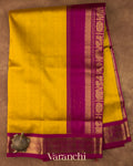 Golden Yellow  Pure Kanchipuram Silk Cotton Handloom Saree 