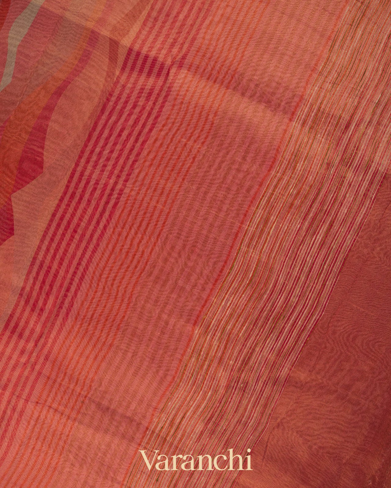 Burnt Red Digital Printed Pure Silk Cotton Tissue Saree 