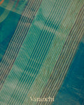 Teal Blue Digital Printed Pure Silk Cotton Tissue Saree 