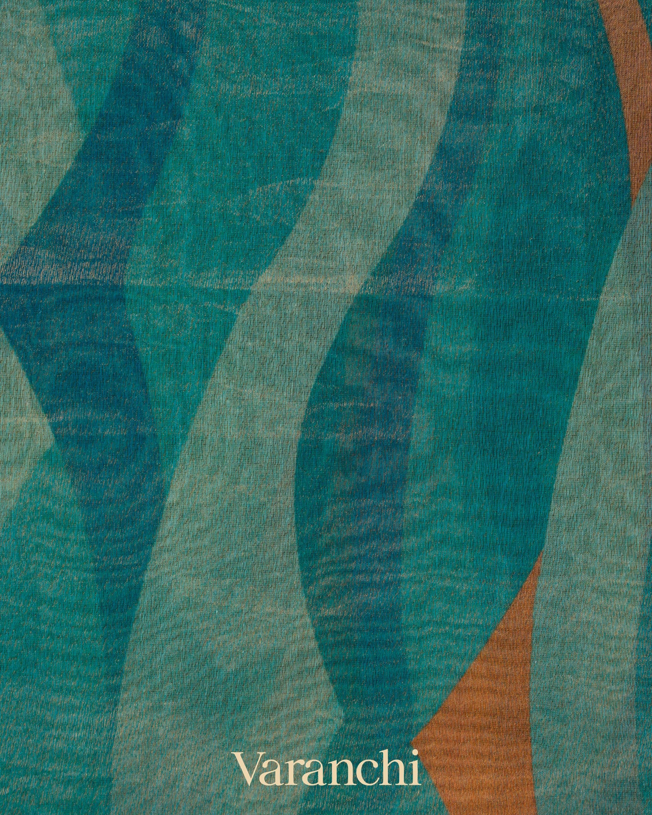 Teal Blue Digital Printed Pure Silk Cotton Tissue Saree 