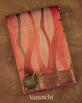 Burnt Red Multicoloured Digital Printed Pure Silk Cotton Tissue Saree