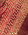 Burnt Red Multicoloured Digital Printed Pure Silk Cotton Tissue Saree