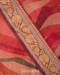 Burnt Red Multicoloured Digital Printed Pure Silk Cotton Tissue Saree