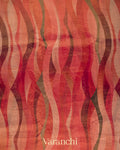 Burnt Red Multicoloured Digital Printed Pure Silk Cotton Tissue Saree