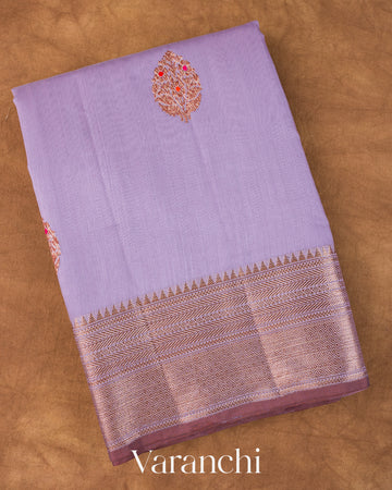 Dusty Lavender Pure Chanderi Silk Cotton Handloom Saree 