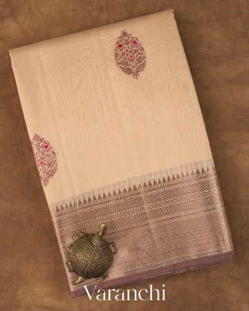 Off White Pure Chanderi Silk Cotton Handloom Saree 