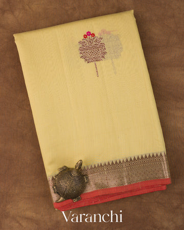 Butter Yellow Pure Chanderi Silk Cotton Handloom Saree 