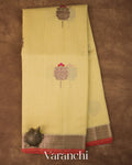 Butter Yellow Pure Chanderi Silk Cotton Handloom Saree 