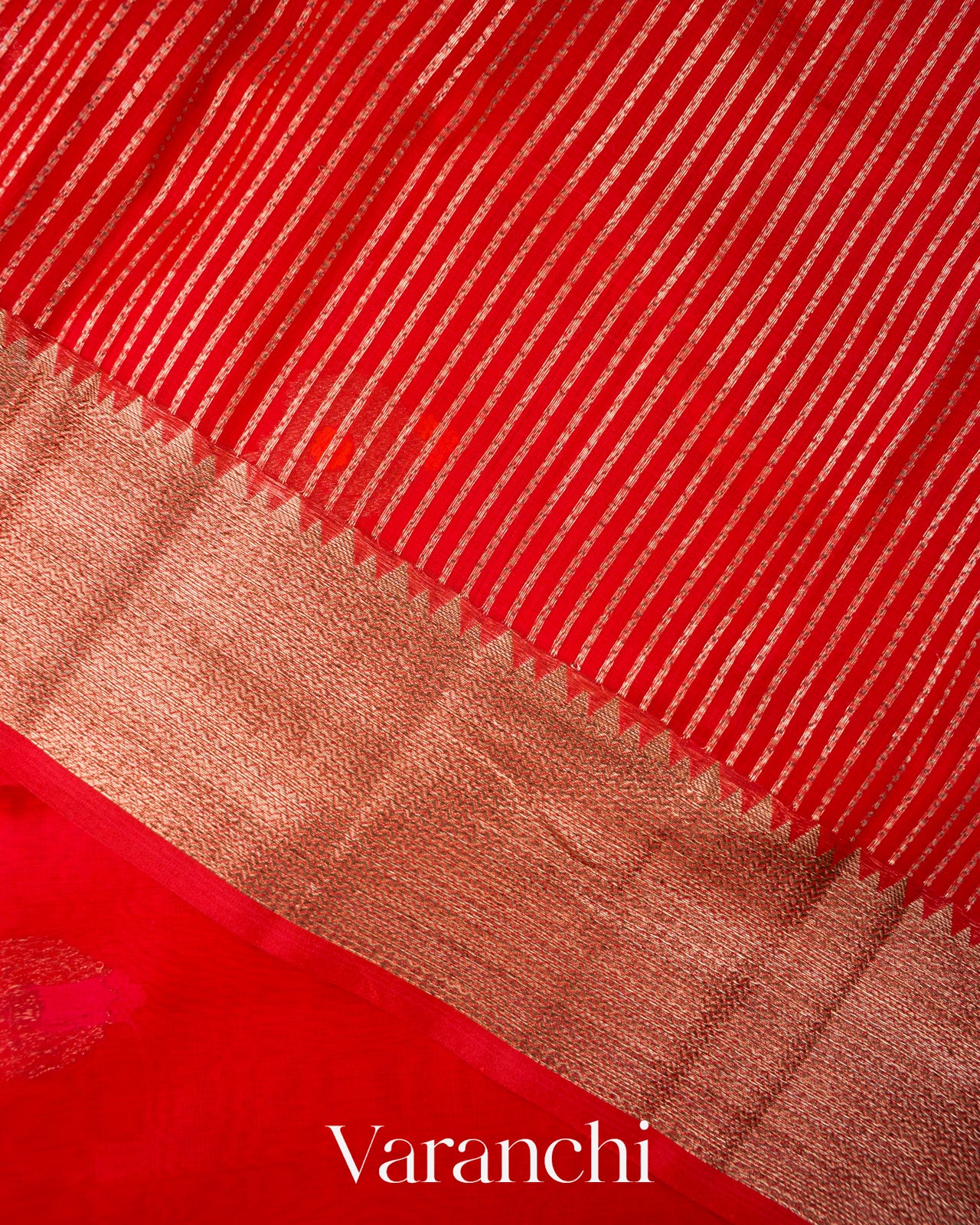 Tulip Red Pure Chanderi Silk Cotton Handloom Saree