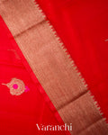 Tulip Red Pure Chanderi Silk Cotton Handloom Saree
