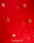 Tulip Red Pure Chanderi Silk Cotton Handloom Saree