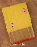 Olive Yellow Pure Chanderi Silk Cotton Handloom Saree 