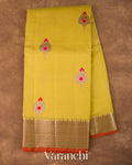 Olive Yellow Pure Chanderi Silk Cotton Handloom Saree 