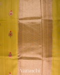 Olive Yellow Pure Chanderi Silk Cotton Handloom Saree 