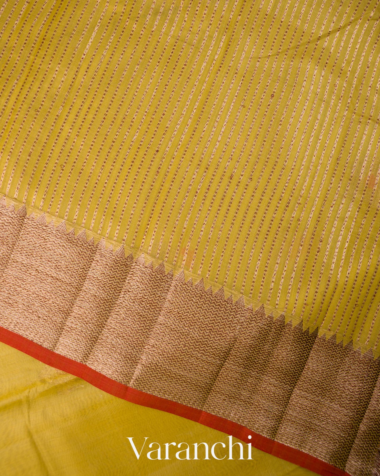 Olive Yellow Pure Chanderi Silk Cotton Handloom Saree 