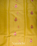 Olive Yellow Pure Chanderi Silk Cotton Handloom Saree 