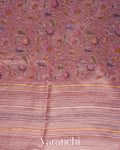 Baby Pink Striped and Tissue Applique Pure Kora Silk Saree