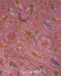 Baby Pink Striped and Tissue Applique Pure Kora Silk Saree