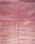 Baby Pink Striped and Tissue Applique Pure Kora Silk Saree