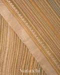 Beige Striped and Tissue Applique Pure Kora Silk Saree 