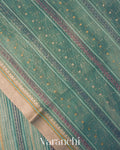 Sky Blue Striped and Tissue Applique Pure Kora Silk Saree 