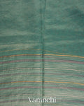 Sky Blue Striped and Tissue Applique Pure Kora Silk Saree 