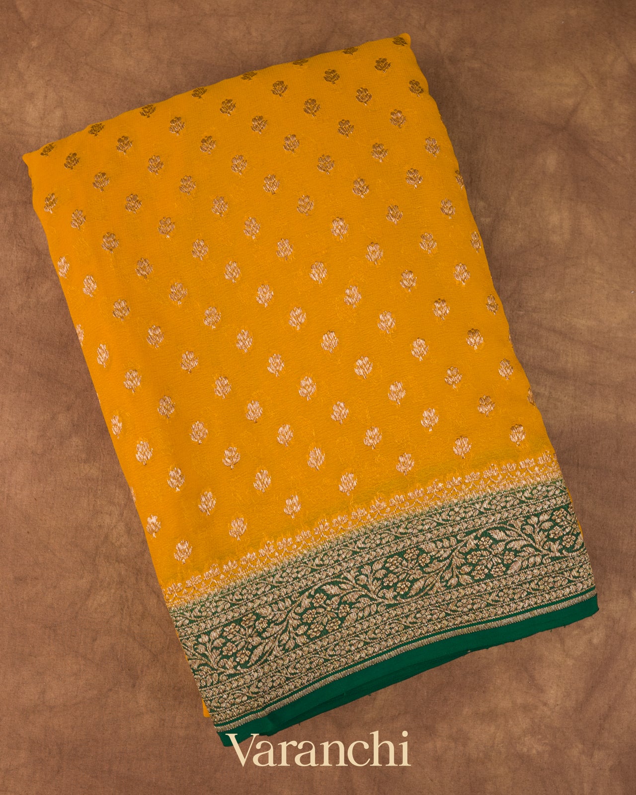 Mango Yellow Pure Khaddi Georgette Silk Saree
