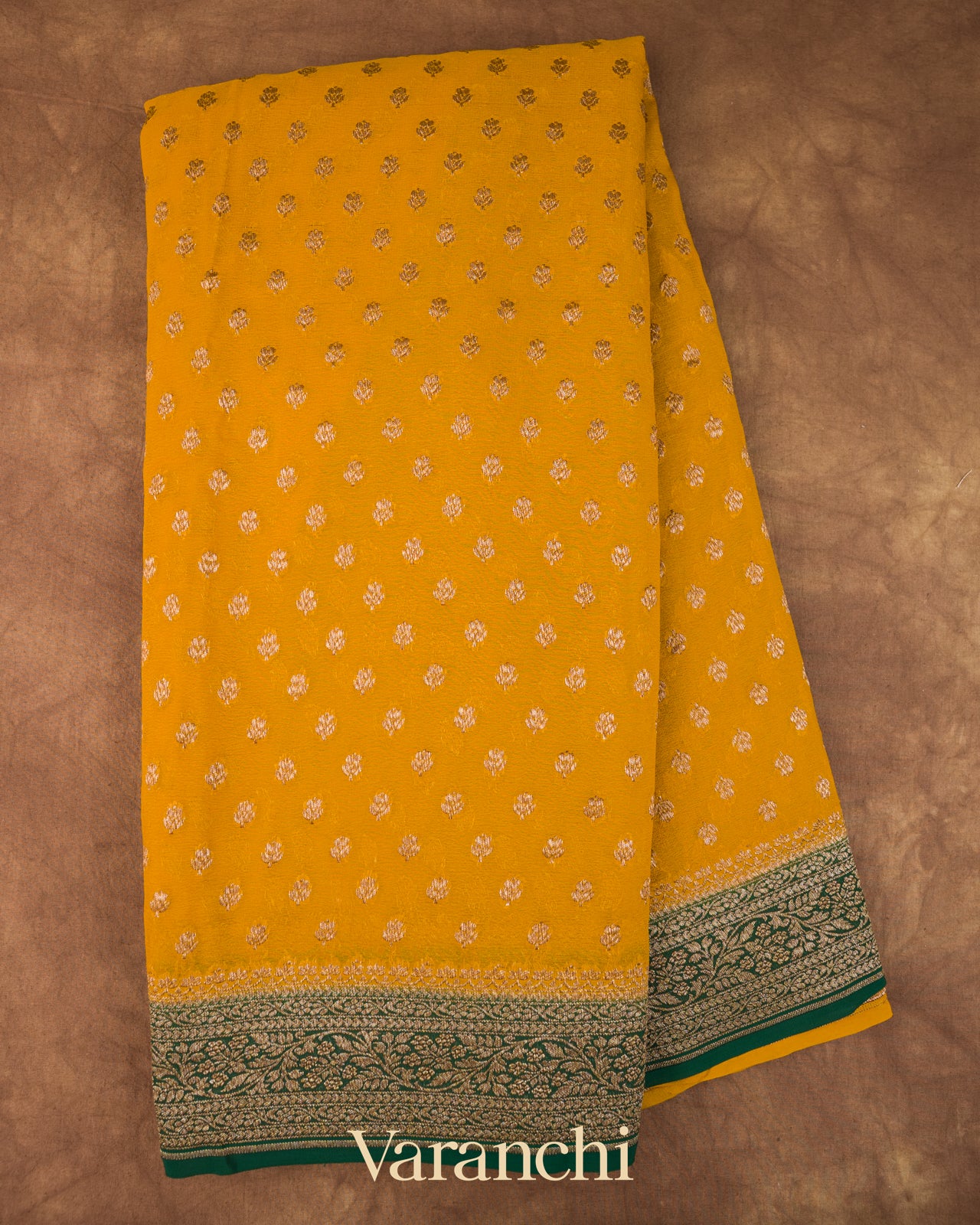 Mango Yellow Pure Khaddi Georgette Silk Saree