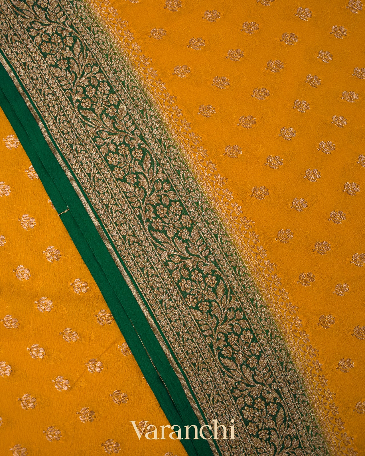 Mango Yellow Pure Khaddi Georgette Silk Saree
